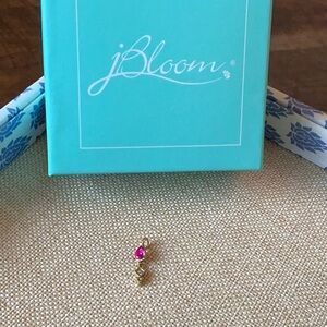 Jbloom Gold and Pink Teardrop charm with CZ (will not tarnish)